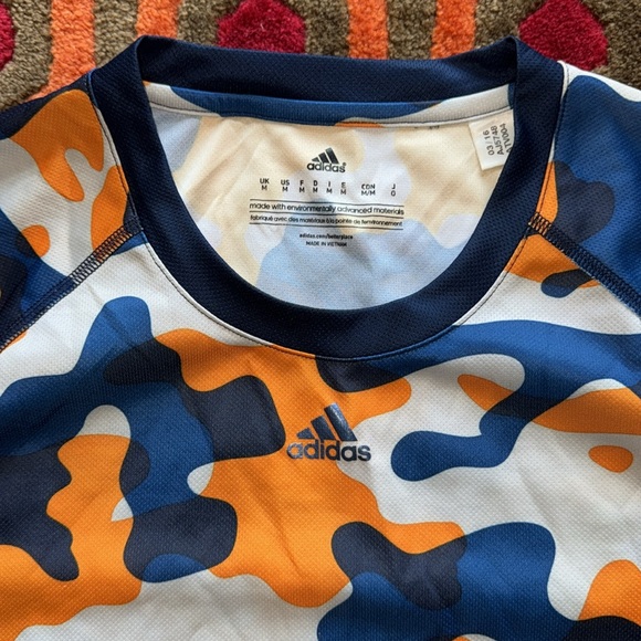 Adidas Orange and Blue Camouflage Tee Shirt Men's Medium Camo - Picture 3 of 6